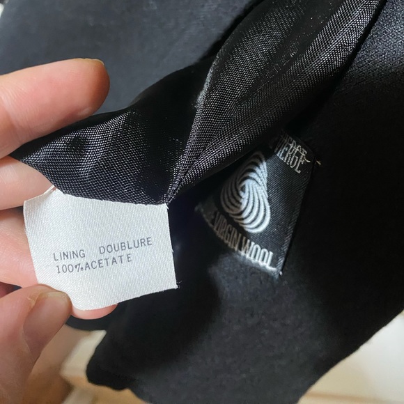 CIMONE vintage 100% black wool coat size L - Picture 8 of 9